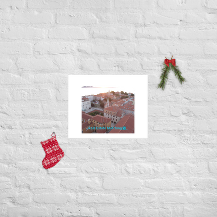 Roof Sunset View Photo paper poster with realestatematching with key Logo