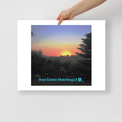 Beautiful Sunset Sinari Photo paper poster with realestatematching24 with key Logo