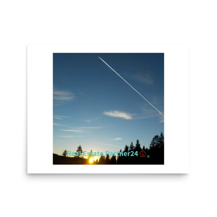 Attractive Sunset Sinari Photo paper poster with realestatepartner24 with house Logo