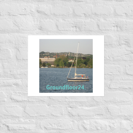 Boat on the River Photo paper poster with Groundfloor24 without House Logo