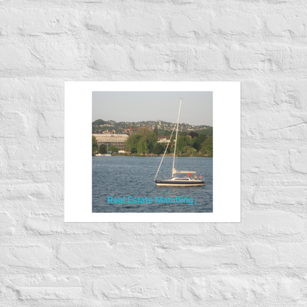 Boat on the River Photo paper poster with realestatematching without key Logo