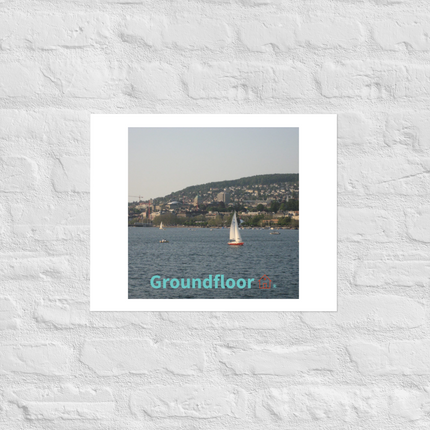 Beautiful River & Hills Sinari Photo paper poster with Groundfloor with House Logo
