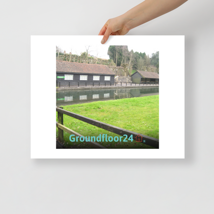 Lakeside Serenity Photo paper poster with Groundfloor24 with House Logo