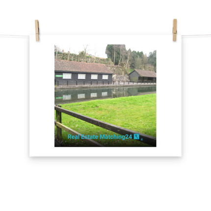 Lakeside Serenity Photo paper poster with realestatematching24 with key Logo