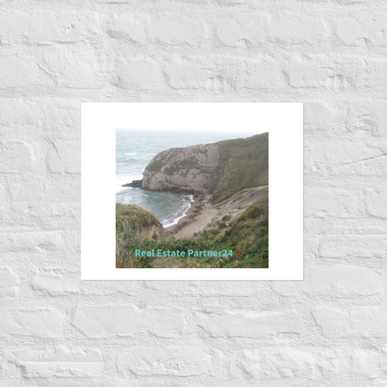 Sea & Hills Photo paper poster with realestatepartner24 with house Logo
