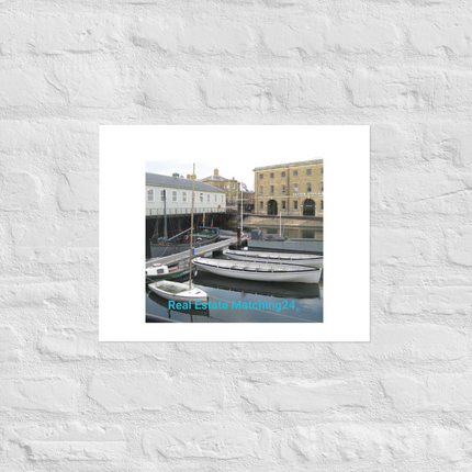 Boat on Water Photo paper poster with realestatematching24 without key Logo