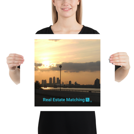 Majestic Sunset Photo paper poster with realestatematching with key Logo