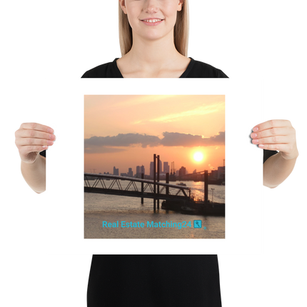 Evening Glow Photo paper poster with realestatematching24 with key Logo