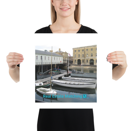 Boat on Water Photo paper poster with realestatematching with key Logo