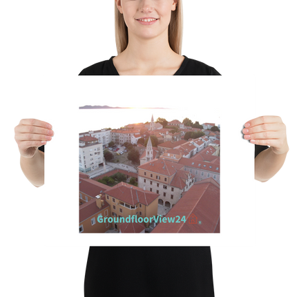 Roof Sunset View Photo paper poster with groundfloorview24 with House Logo