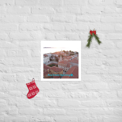 Roof Sunset View Photo paper poster with realestatematching with key Logo