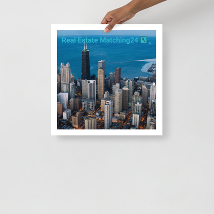 Beutiful Sinari Photo paper poster with Real Estate Matching24 Logo