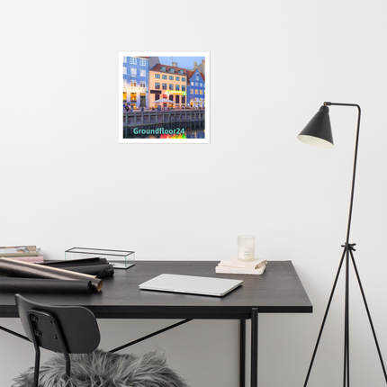 Nyhavn Photo paper poster with Groundfloor24 Logo