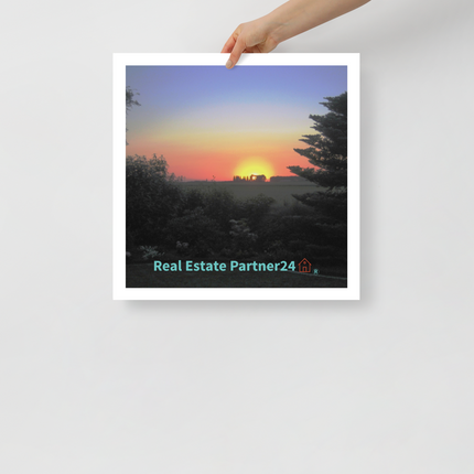 Beautiful Sunset Sinari Photo paper poster with realestatepartner24 with house Logo