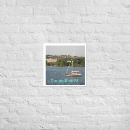 Boat on the River Photo paper poster with Groundfloor24 without House Logo