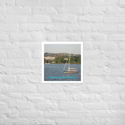 Boat on the River Photo paper poster with realestatematching with key Logo