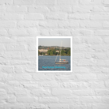 Boat on the River Photo paper poster with realestatematching without key Logo