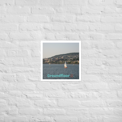 Beautiful River & Hills Sinari Photo paper poster with Groundfloor with House Logo