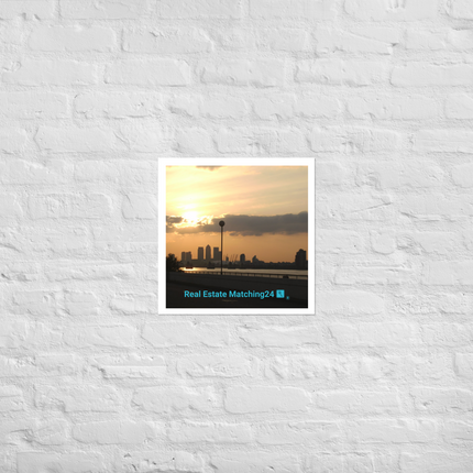 Majestic Sunset Photo paper poster with realestatematching24 with key Logo