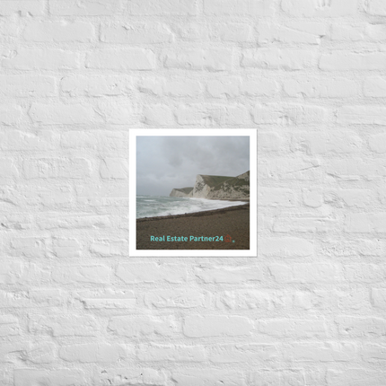 Waves and Sand Photo paper poster with realestatepartner24 with house Logo