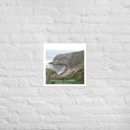 Sea & Hills Photo paper poster with realestatepartner24 with house Logo