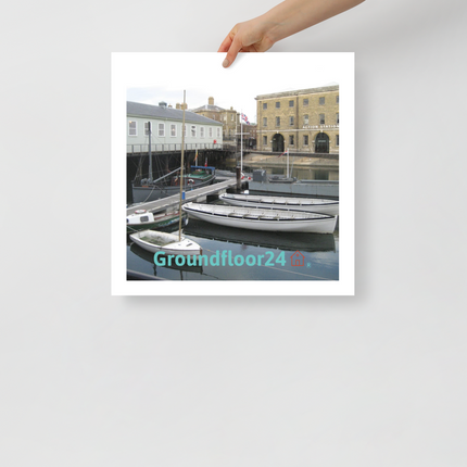 Boat on Water Photo paper poster with Groundfloor24 with House Logo
