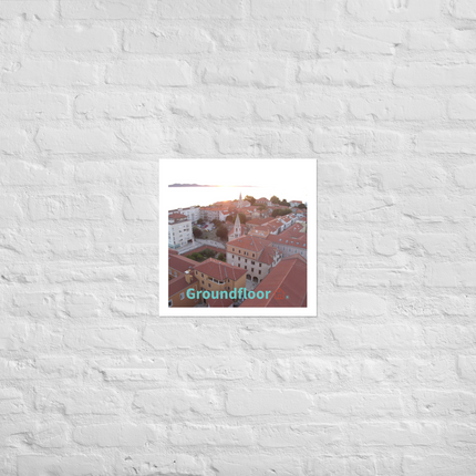 Roof Sunset View Photo paper poster with Groundfloor with House Logo