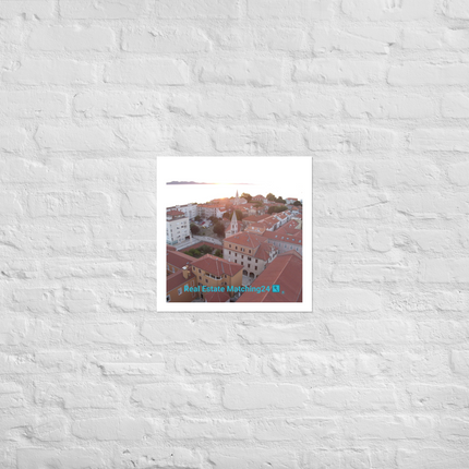 Roof Sunset View Photo paper poster with realestatematching24 with key Logo