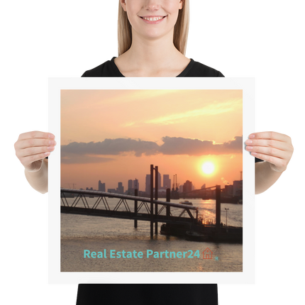 Evening Glow Photo paper poster with realestatepartner24 with house Logo