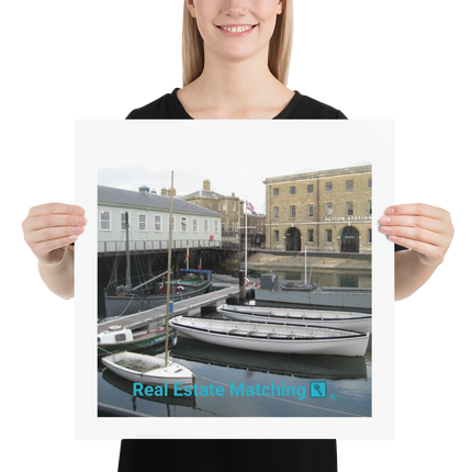 Boat on Water Photo paper poster with realestatematching with key Logo