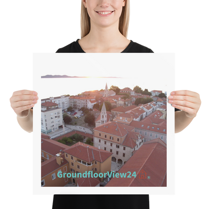 Roof Sunset View Photo paper poster with groundfloorview24 with House Logo