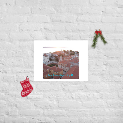 Roof Sunset View Photo paper poster with realestatematching with key Logo