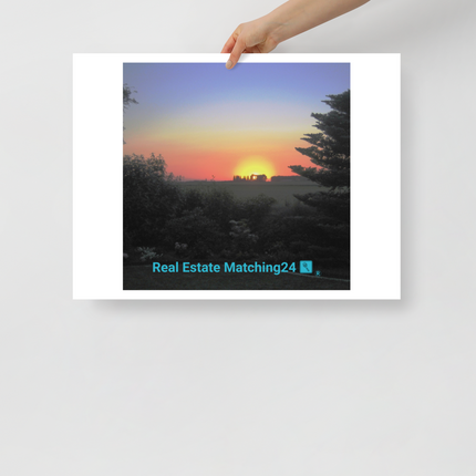 Beautiful Sunset Sinari Photo paper poster with realestatematching24 with key Logo