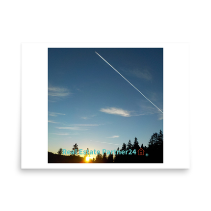 Attractive Sunset Sinari Photo paper poster with realestatepartner24 with house Logo