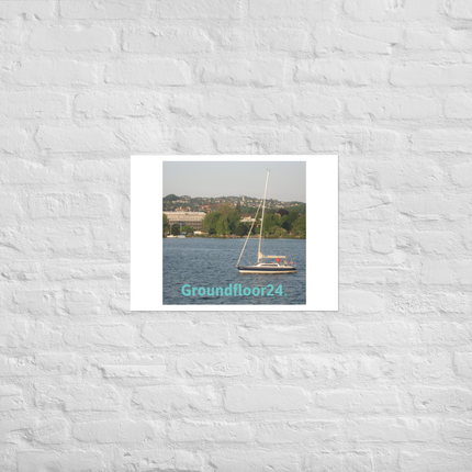 Boat on the River Photo paper poster with Groundfloor24 without House Logo