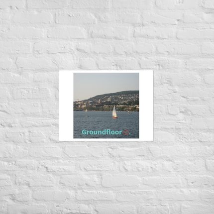 Beautiful River & Hills Sinari Photo paper poster with Groundfloor with House Logo