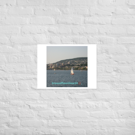 Beautiful River & Hills Sinari Photo paper poster with groundfloorview24 with House Logo
