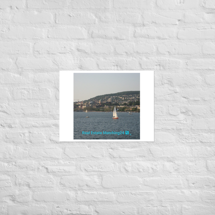 Beautiful River & Hills Sinari Photo paper poster with realestatematching24 with key Logo