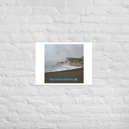 Waves and Sand Photo paper poster with realestatematching with key Logo