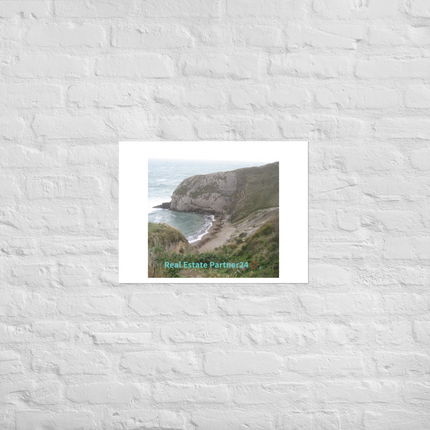 Sea & Hills Photo paper poster with realestatepartner24 with house Logo