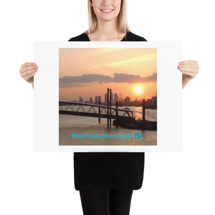 Evening Glow Photo paper poster with realestatematching24 with key Logo