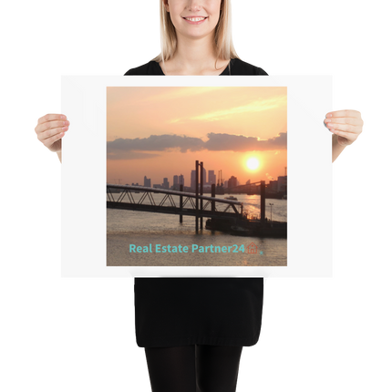 Evening Glow Photo paper poster with realestatepartner24 with house Logo