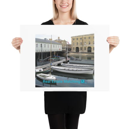 Boat on Water Photo paper poster with realestatematching with key Logo