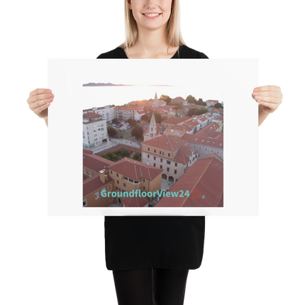 Roof Sunset View Photo paper poster with groundfloorview24 with House Logo