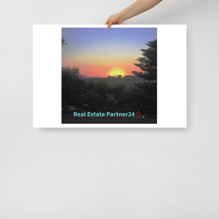Beautiful Sunset Sinari Photo paper poster with realestatepartner24 with house Logo