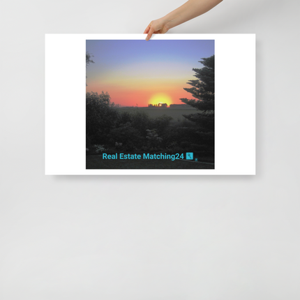 Beautiful Sunset Sinari Photo paper poster with realestatematching24 with key Logo