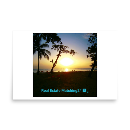 Beautiful Sea View Photo paper poster with realestatematching24 with key Logo