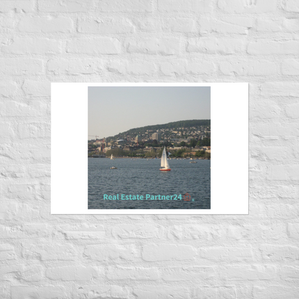 Beautiful River & Hills Sinari Photo paper poster with realestatepartner24 with house Logo
