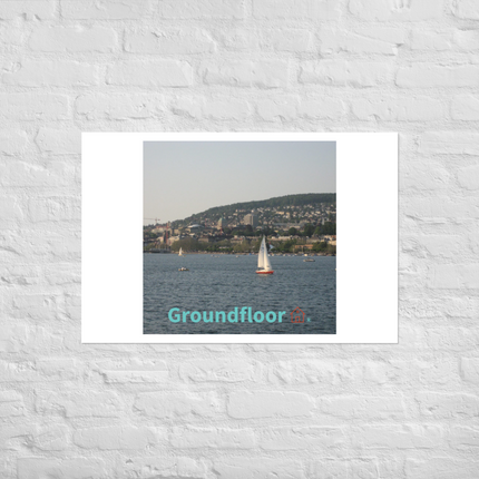 Beautiful River & Hills Sinari Photo paper poster with Groundfloor with House Logo