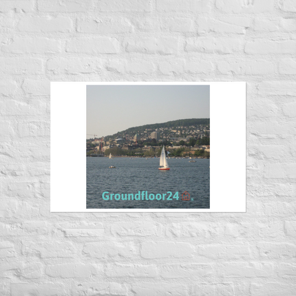 Beautiful River & Hills Sinari Photo paper poster with Groundfloor24 with House Logo